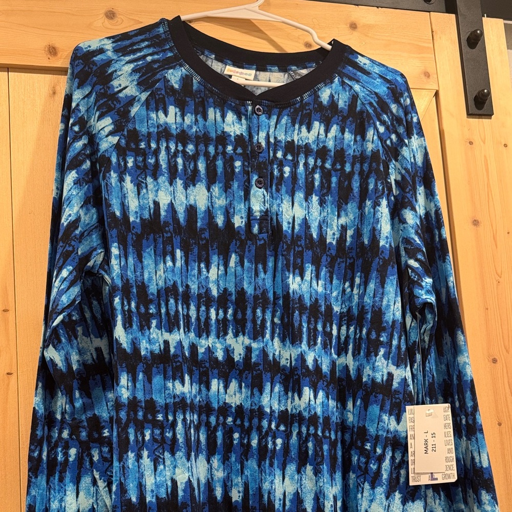 Lularoe Blue and Black Tie-Dye Long Sleeve Shirt